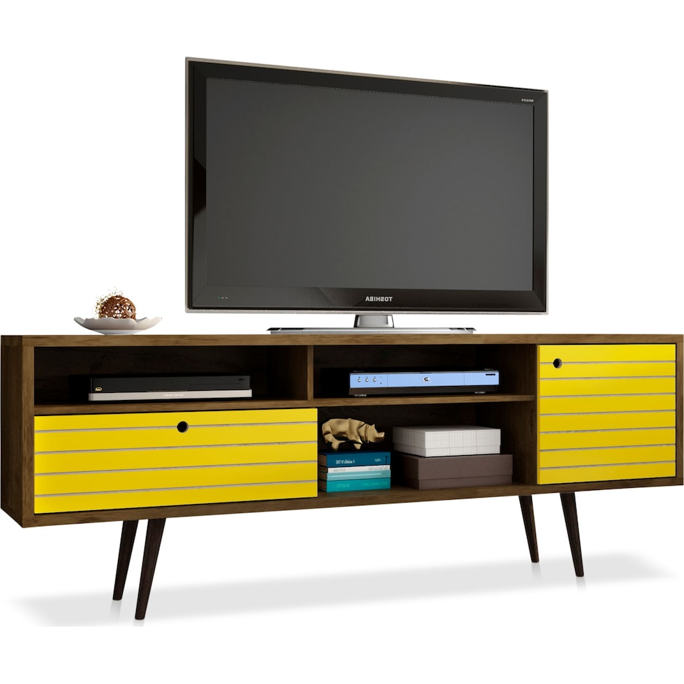 webb brown yellow tv stand   