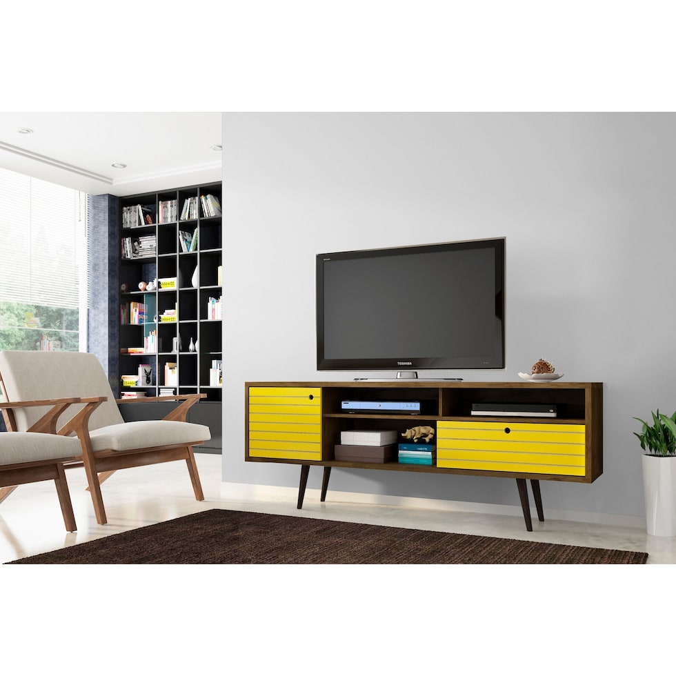 webb brown yellow tv stand   