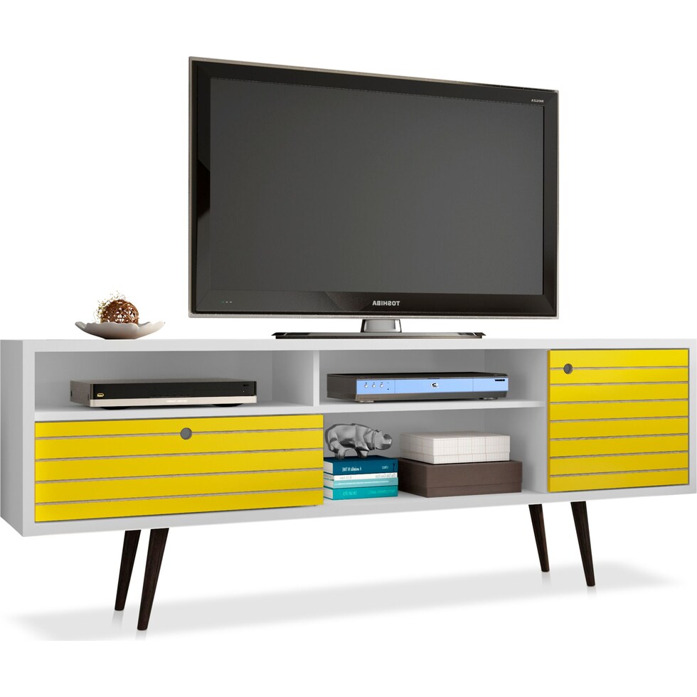 webb white yellow tv stand   