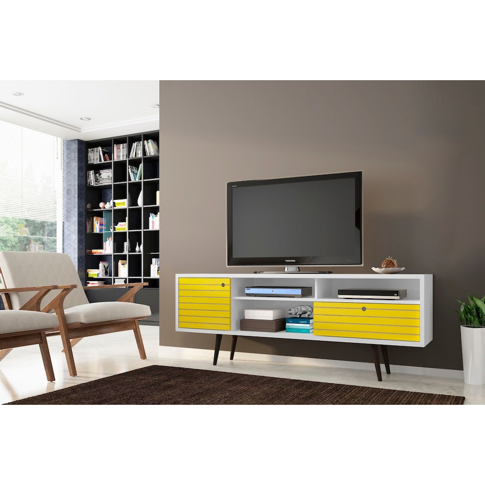 webb white yellow tv stand   