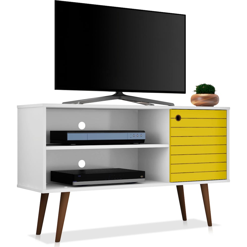 webb white yellow tv stand   