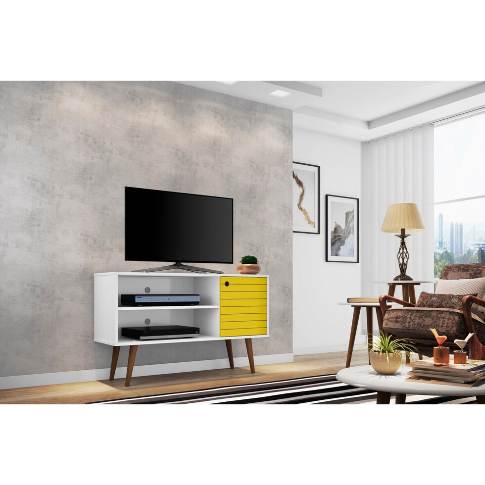webb white yellow tv stand   