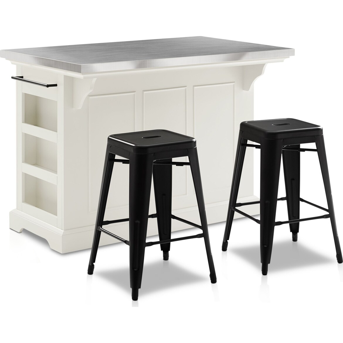 Wells Kitchen Island and Set of 2 Tori Stools | American Signature ...