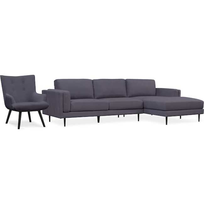 Living Room Furniture - West End 2-Piece Sectional and Accent Chair