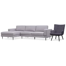 west end gray  pc sectional and accent chair   