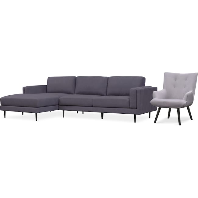 Living Room Furniture - West End 2-Piece Sectional and Accent Chair