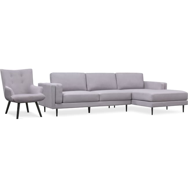 Living Room Furniture - West End 2-Piece Sectional and Accent Chair