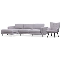 west end gray  pc sectional and accent chair   