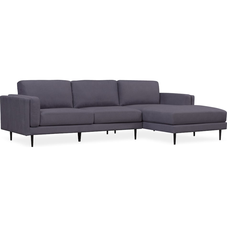 west end gray  pc sectional with right facing chaise   