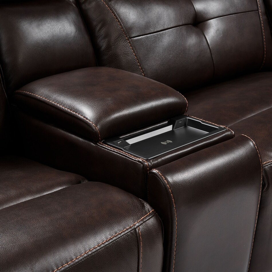 westgate dark brown  pc power reclining sectional   