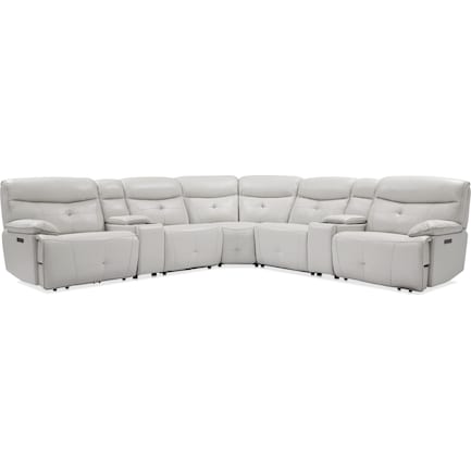 Westgate 7-Piece Dual-Power Sectional with 2 Consoles - Fog