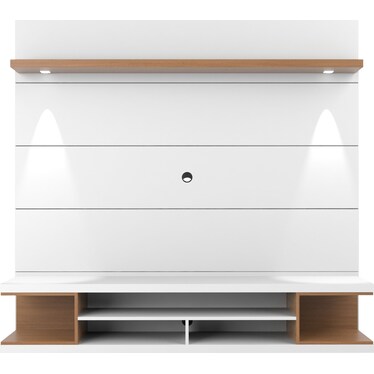 Westin Floating Entertainment Center - White Gloss/Maple