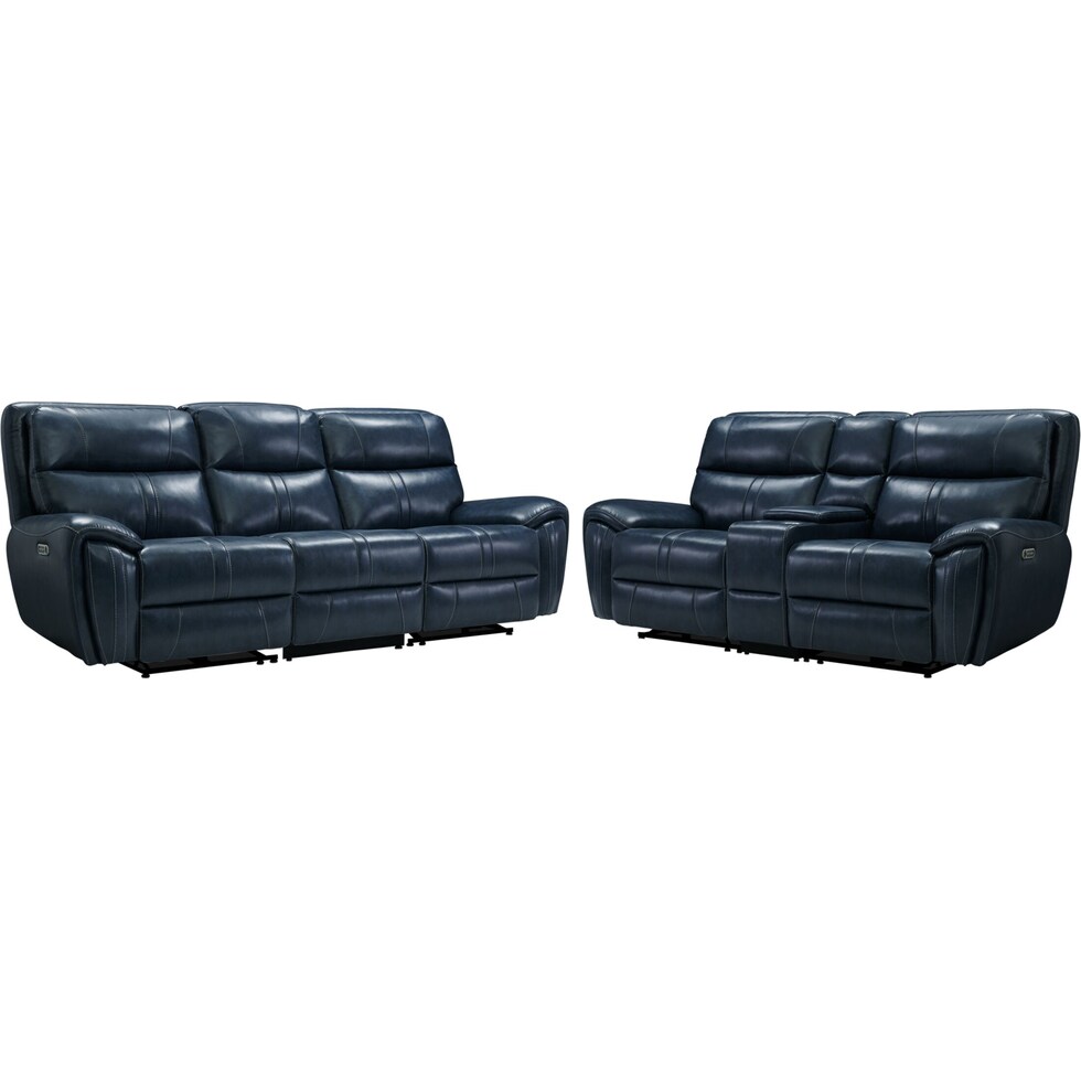 weston blue  pc power reclining living room   