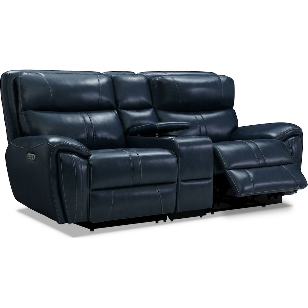 weston blue  pc power reclining living room   