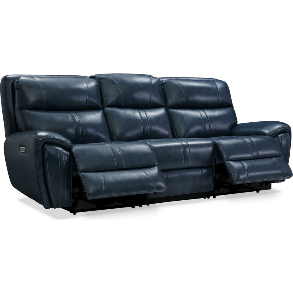 weston blue power reclining sofa   