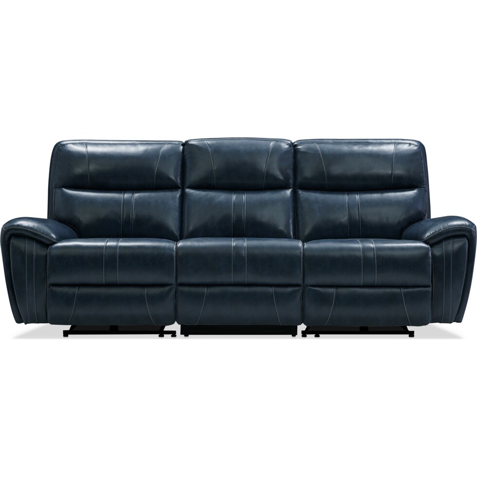 weston blue power reclining sofa   