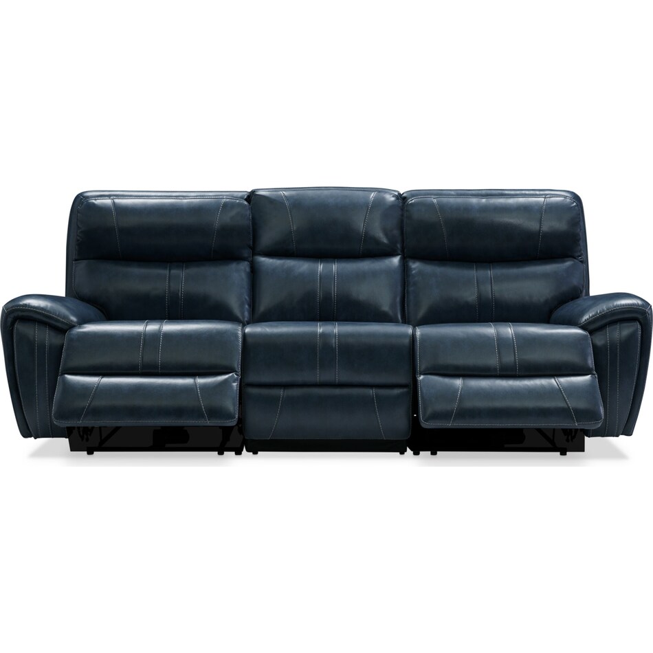 weston blue power reclining sofa   