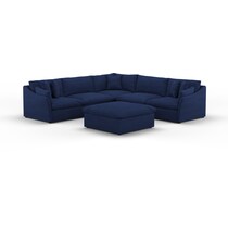 westport blue  pc sectional and ottoman   