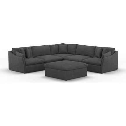 Westport Feathered Comfort 5-Piece Sectional with Ottoman - Curious Charcoal