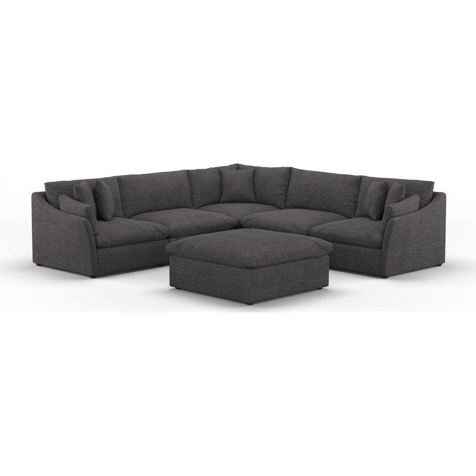 westport gray  pc sectional and ottoman   
