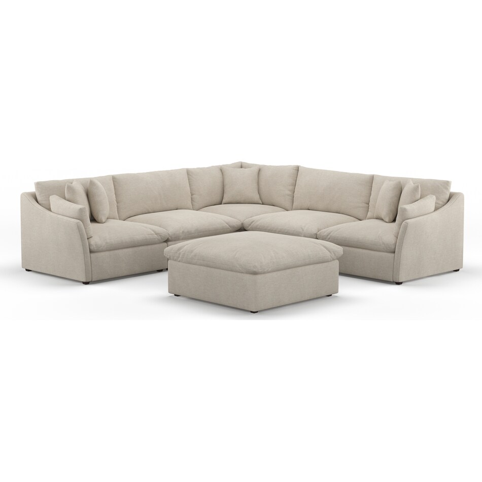 westport light brown  pc sectional and ottoman   