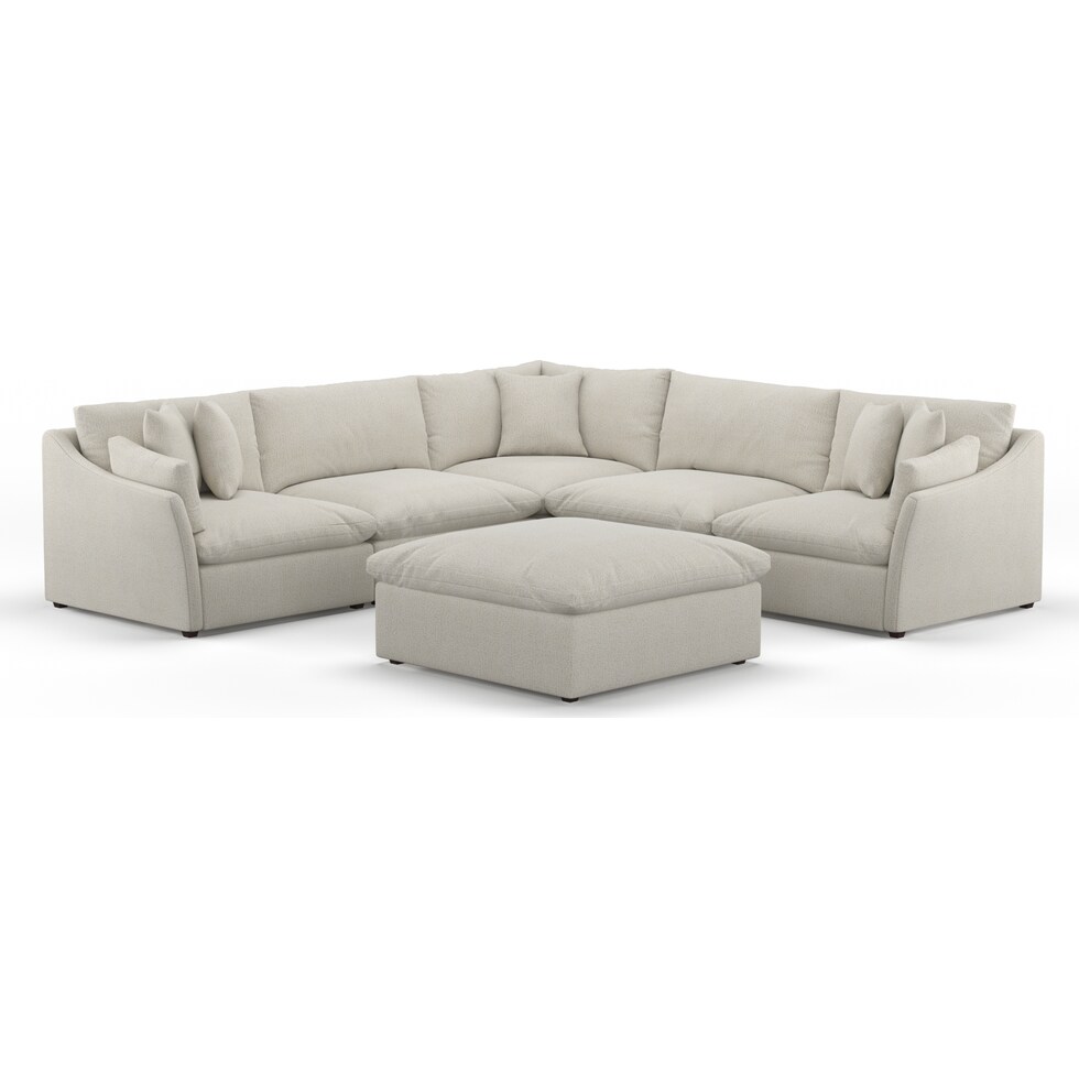 westport white  pc sectional and ottoman   