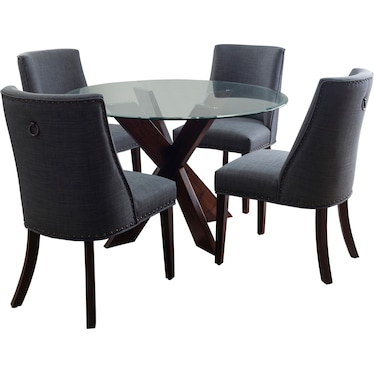 Whitaker Dining Table and 4 Upholstered Chairs