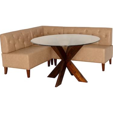 Whitaker Dining Table and Vegan Leather Banquette
