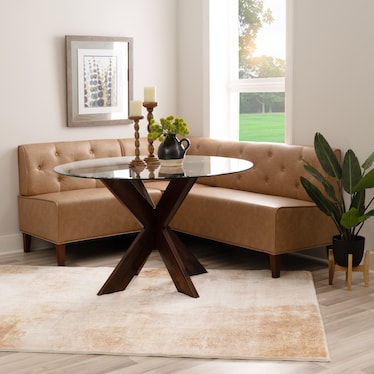 Whitaker Dining Table and Vegan Leather Banquette