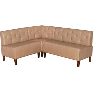 Whitaker Corner Bench - Tan Vegan Leather