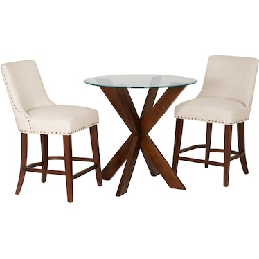 Whitaker Counter-Height Dining Table and 2 Upholstered Stools