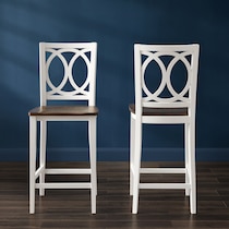 white and brown counter height stool   