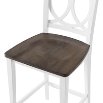 white and brown counter height stool   