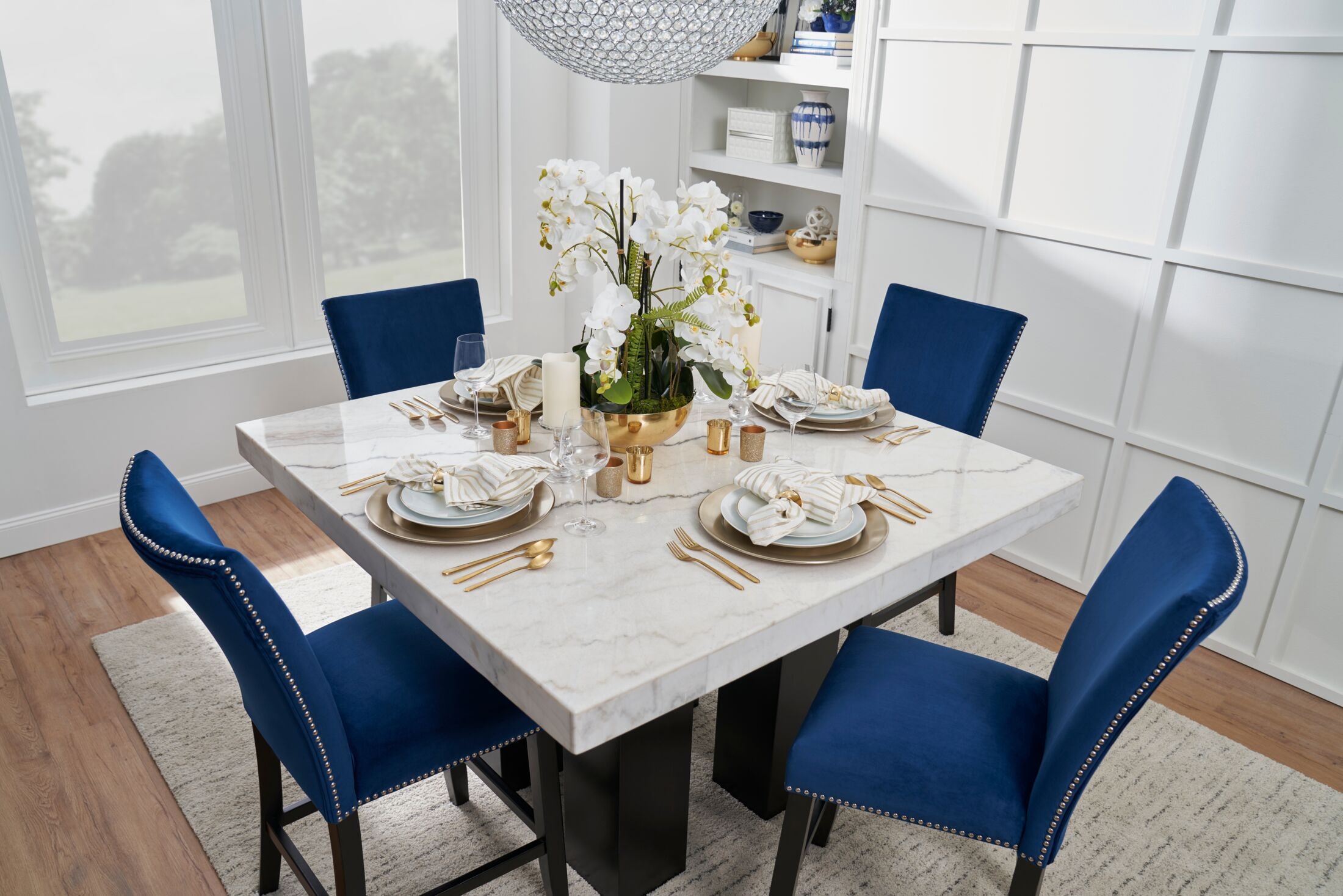 Blue counter discount height dining set