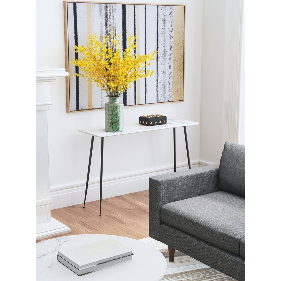 white black console table   