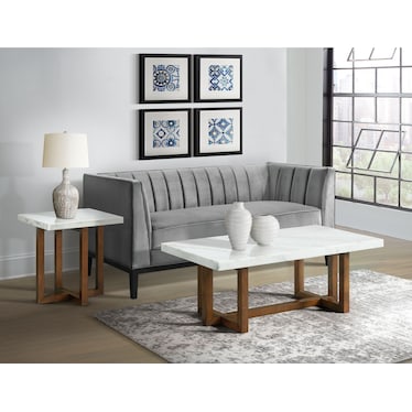 Elliana Marble Rectangular Coffee Table - White