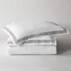 Ace Linen Queen Comforter Set - White/Gray