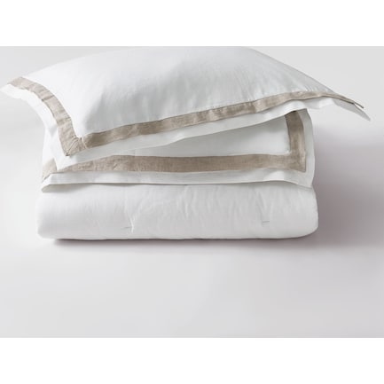 Ace Linen King Comforter Set - White/Natural