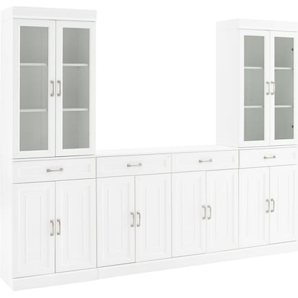 Honnaly 2 Pantries with Glass Doors and Sideboard Set