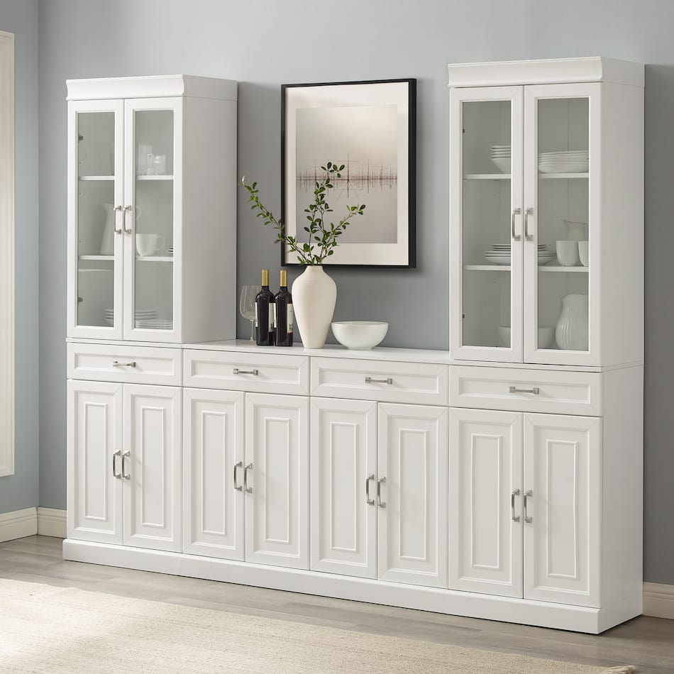 Honnaly 2 Pantries with Glass Doors and Sideboard Set | American ...