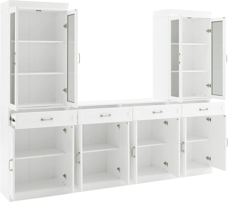 Honnaly 2 Pantries with Glass Doors and Sideboard Set American