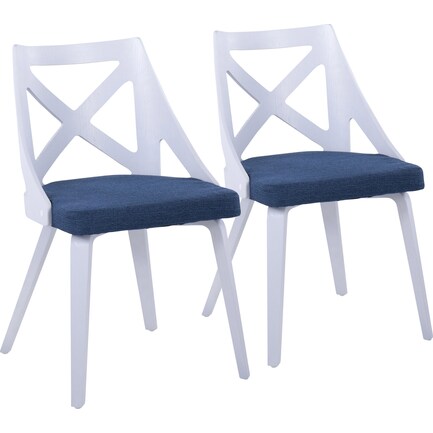 Wiley Set of 2 Dining Chairs - Blue/White