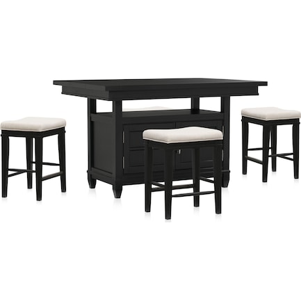 Willow Spring Extendable Kitchen Island and 4 Counter-Height Backless Stools