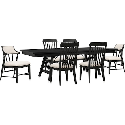 Willow Spring Extendable Dining Table, 2 Host Chairs and 4 Side Chairs - Black