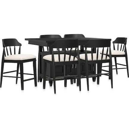 Willow Spring Extendable Kitchen Island and 6 Counter-Height Stools