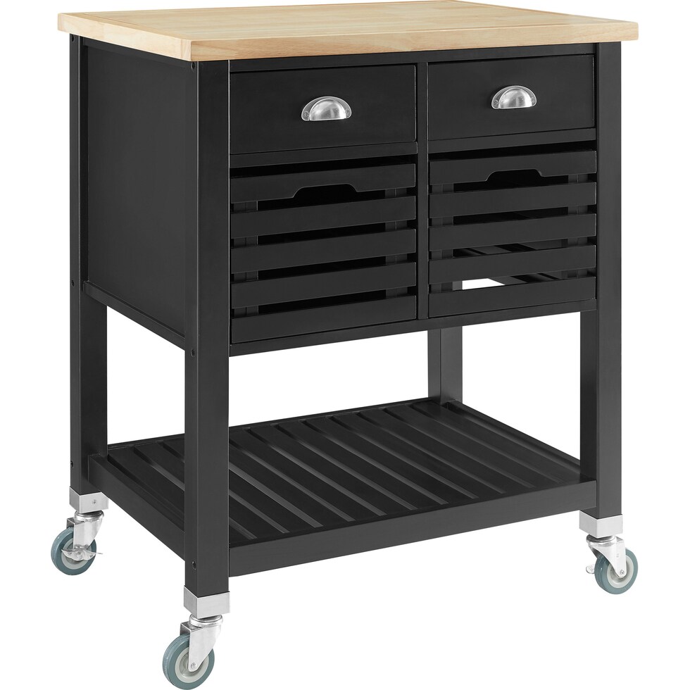 willow black kitchen cart   