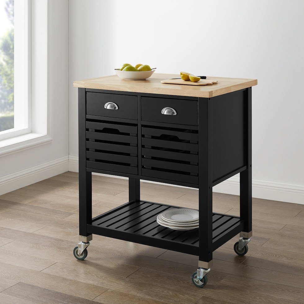 willow black kitchen cart   