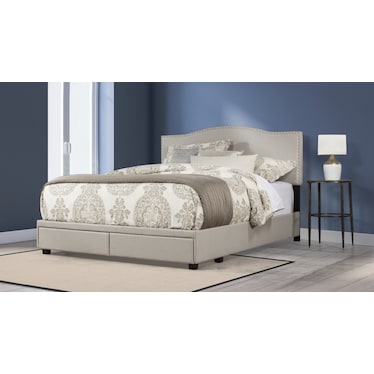 Windsong Queen Upholstered Storage Bed - Gray