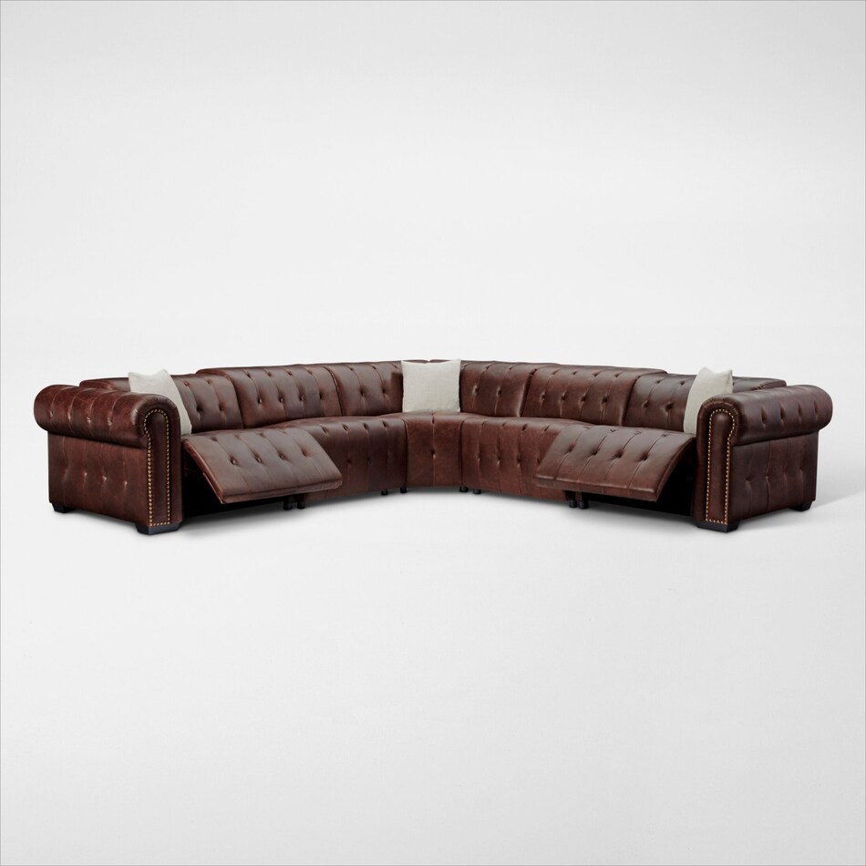windsor park dark brown power reclining sectional   