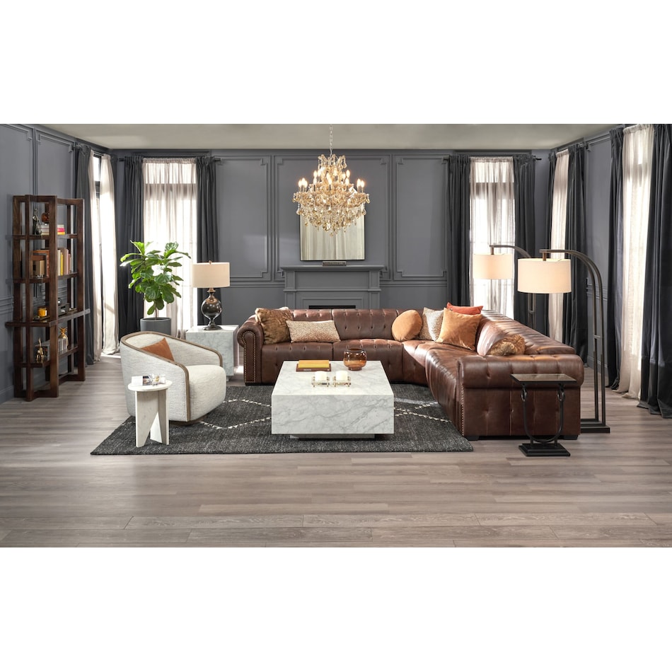 windsor park dark brown power reclining sectional   